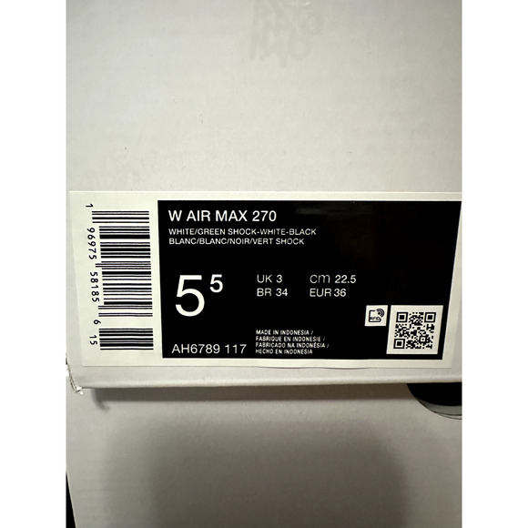 NEW WOMEN'S SIZE 5.5 Nike Air Max 270 Green Shock AH6789-117 - Picture 6 of 6